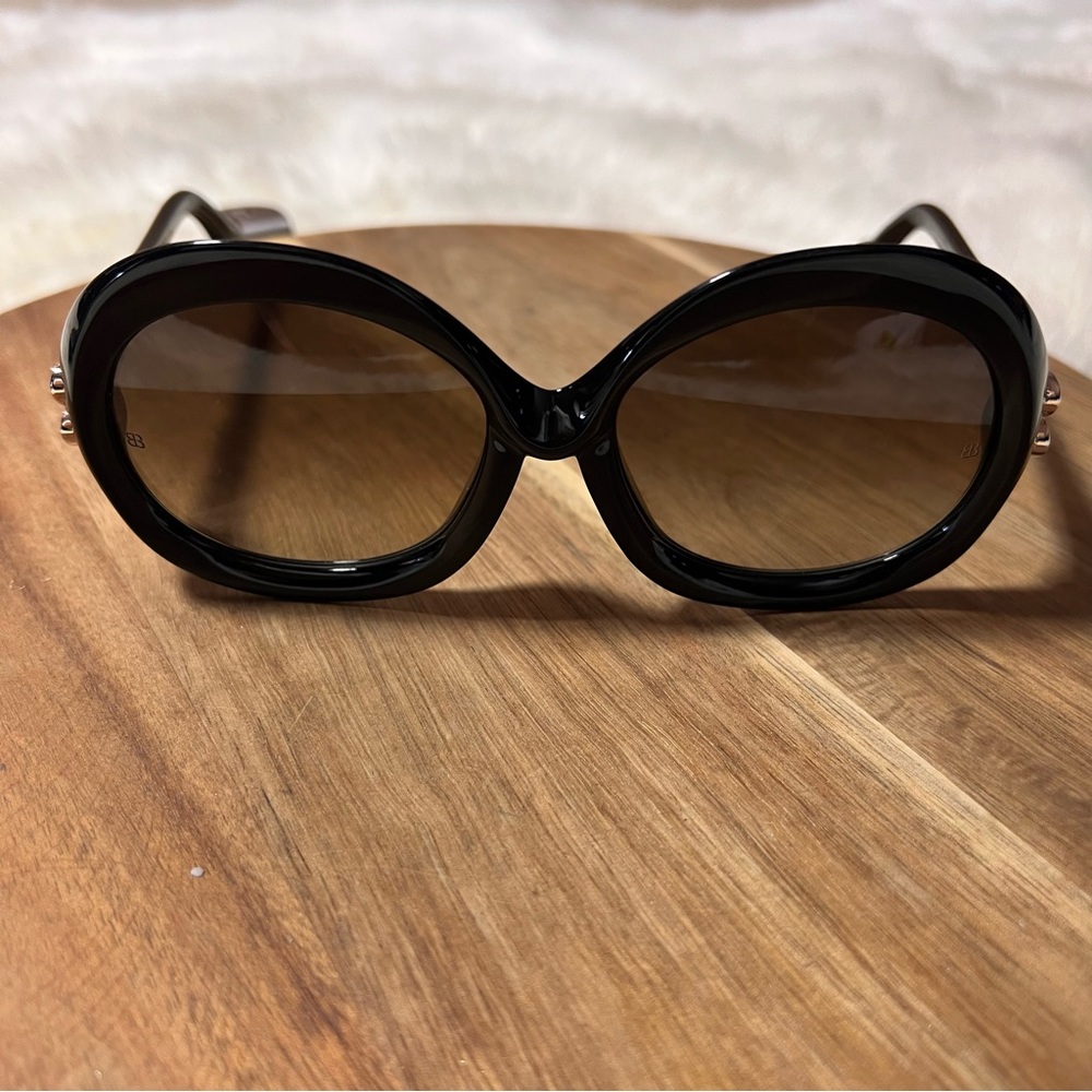 Balenciaga Classic Chic Black and Gold Oversized Sunglasses
